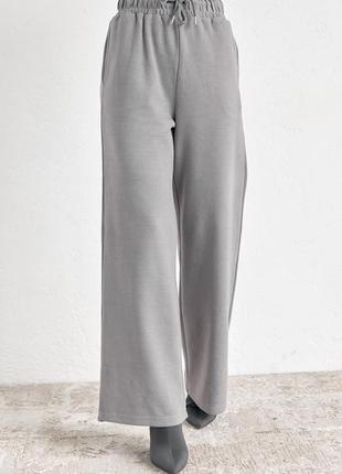 Теплые брюки-кюлоты с высокой талией - серый цвет, m (есть размеры)7 фото