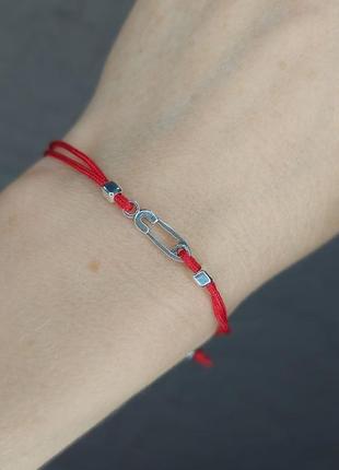 Браслет красная ниточки, серебряная булавка, от вроков, браслет-обхран серебряный