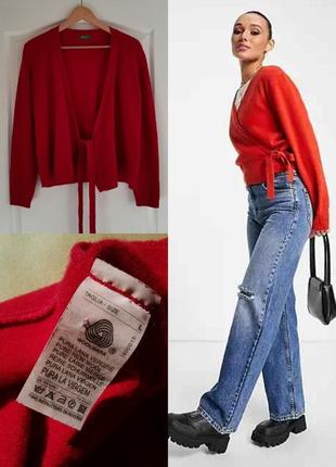 ✅шерстяной кардиган на запах кофта с запахом woolmark шерсть benetton