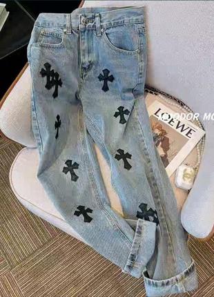 Джинсы в стиле chrome hearts