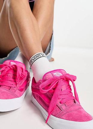 Кросівки vans knu skool pink white platform8 фото