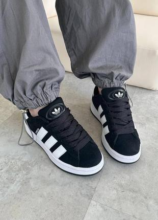 Жіночі замшеві кросівки adidas campus black2 фото