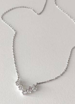 Олье, цепочка, покрытие 925, с камушками, happy, счастье