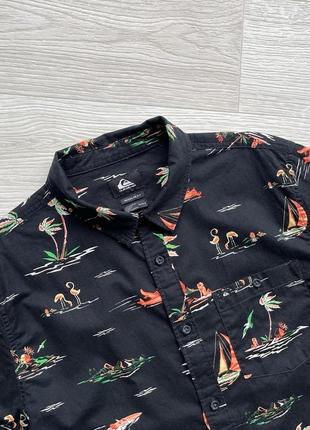 Оригинальная рубашка quicksilver island breeze flamingo printed shirt black4 фото