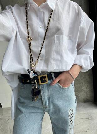 Цепочка в стилі chanel чорна золото довга