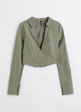 Кроп топ h&amp;m хаки