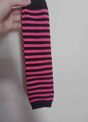 Перчатки рукавички полоска розово чёрные косплей