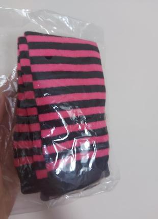 Перчатки рукавички полоска розово чёрные косплей