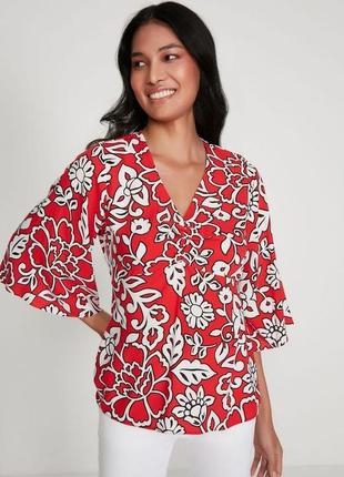 . Брендова віскозна блузка "m&co" червона з рослинним принтом. розмір uk16/eur42.