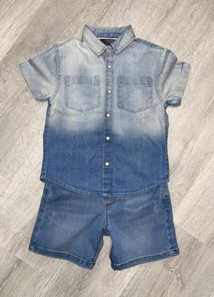 Джинсові шорти zara та сорочка primark, 2-3года