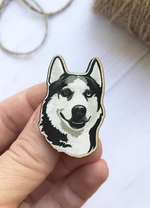 Дерев'яний значок "хаскі 4"