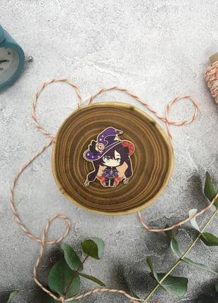 Деревянный значок "геншин импакт - мона"