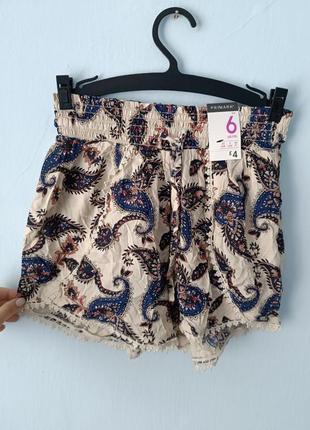 Шорти міні короткі базові класичні віскоза бохо стиль етно принт сток нові