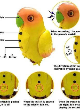 Интерактивный попугай funny parrot для речевых навыков  желтый3 фото