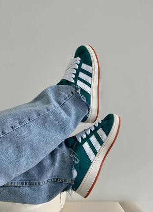 Женские замшевые кроссовки adidas campus green6 фото