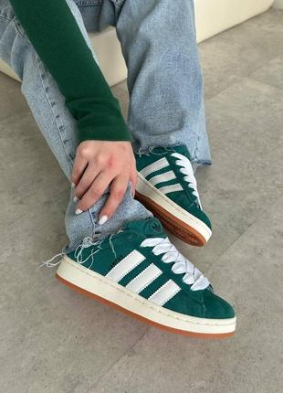 Женские замшевые кроссовки adidas campus green3 фото