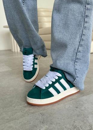 Женские замшевые кроссовки adidas campus green