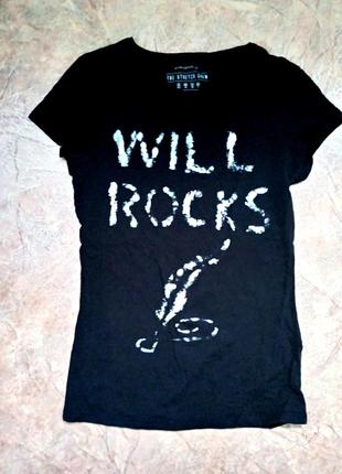 Черная футболка will rocks