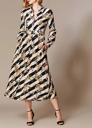 Длинное платье karen millen в полоску с цветочным принтом платья рубашка с поясом