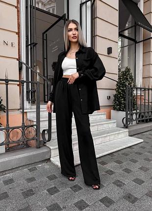 Женский летний брючный костюм с рубашкой