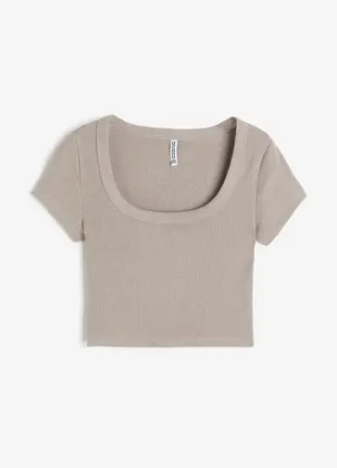 Бавовняна футболка-топ в рубчик h&m 1212806001