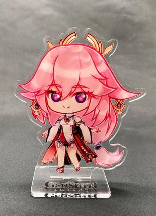 Акриловая фигурка (мини стенд) геншин импакт - яэ мико