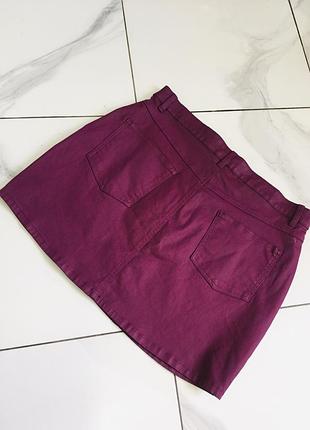 Вощенная фиолетовая мини юбка батал denim co