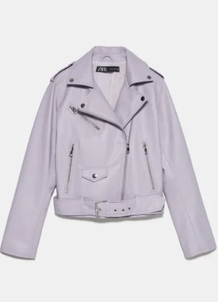 Лілова косуха, шкіряна куртка zara