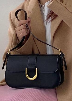 Стильна сумка-багет з підковою із еко-шкіри (23х12х6 см)