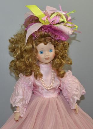 Милая, винтажная кукла в розовом платье (42см.)