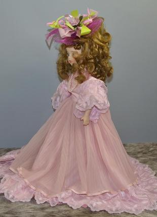 Милая, винтажная кукла в розовом платье (42см.)