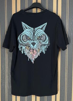 Allsaints m черная футболка с принтом волк