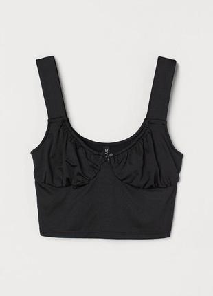 Стильний кроп топ базова корсетна майка на широких бретелях h&m 34/xs