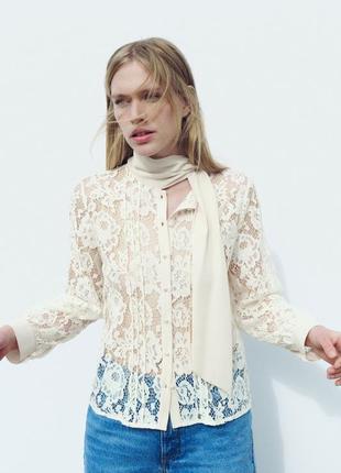 Мереживна сорочка блузка з мережива від zara