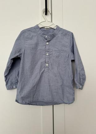 Рубашка hm для мальчика голубого цвета размер 86-92