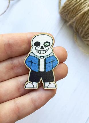 Деревянный значок "sans undertale"