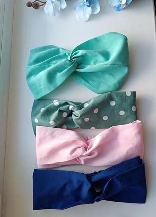 Жіноча пов'язка на голову літня чалма перекрут тюрбан віскоза бавовна