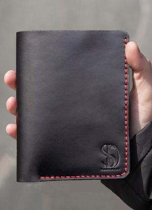 Портмоне freedom, черное с красной нитью