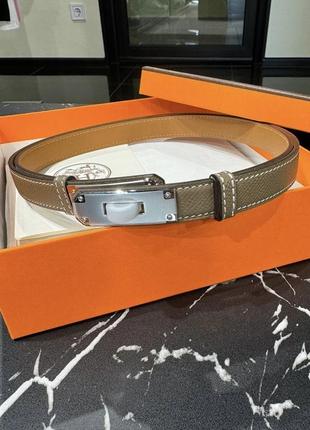 Брендовый ремень в стиле hermes серебряная фурнитура