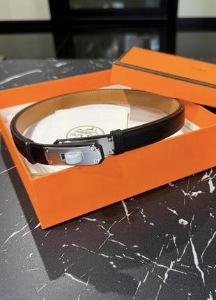 Брендовый ремень в стиле hermes серебряная фурнитура
