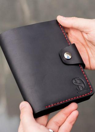 Портмоне freedom, черное с красной нитью