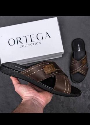 Чоловічі шльопанці натуральна шкіра, шльопки коричневого кольору