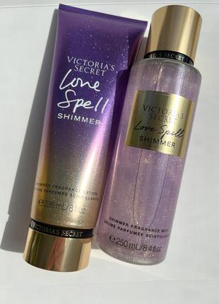 Парфюмированный набор love spell victoria’s secret мист и лосьон с шиммером