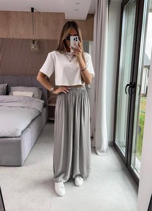 Штани кльош оверсайз палаццо сірі графітові чорні літні трендові стильні2 фото