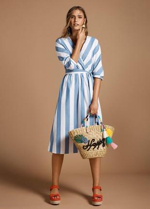 M&s летнее платье из хлопка в полоски на запах