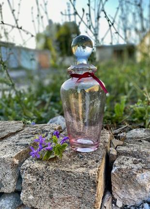 Вінтаж!🌸🍒 ексклюзивний флакон для парфумів великий товстостінне скло різьба кольорове будуарний в колеккцію