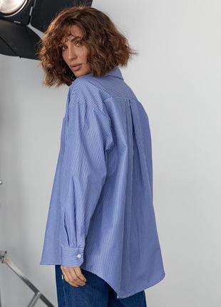 Удлиненная женская рубашка в полоску - синий цвет, xl (есть размеры)2 фото
