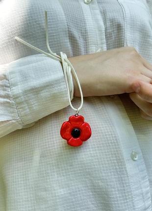 Подвеска мак из полимерной глины