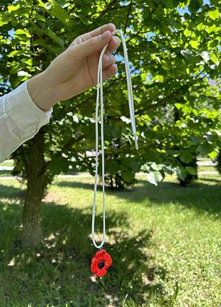 Подвеска мак из полимерной глины