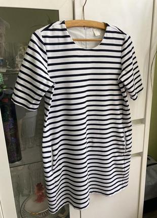 H&m s/m идеальное оверсайз белое в черную полоску платье футболка плотное тяжелое трикотаж